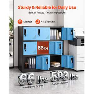 9-Door Metal Locker Lockable Steel <b>Storage</b> <b>Cabinet</b> 66 Lbs Capacity 2 Keys Per Door 3 Tiers Easy Assembly 35.4 X 17.7 X 37 <b>Black</b> - Product Image 4