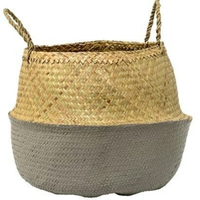 Panier rond pliable en jonc de mer tressé à la main du Vietnam, de haute qualité, pour rangement, style moderne pour la maison