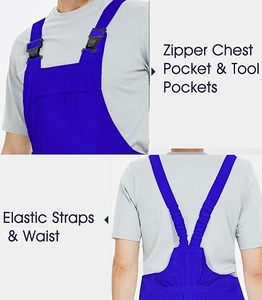 Salopette de travail bleu marine à bretelles réglables, uniforme de soudage robuste pour hommes - Product Image 3