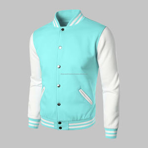 Conjunto de chaquetas universitarias de forro polar de algodón de talla grande unisex, cuello alto de invierno con procesamiento recubierto de bordado con logotipo personalizado - Product Image 1