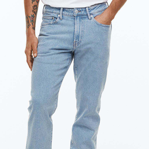 Jean en denim délavé pour homme – Coupe droite taille haute, ajustement régulier, en coton, pantalon décontracté |   Pantalons vintage streetwear |   Vente en gros - Product Image 3