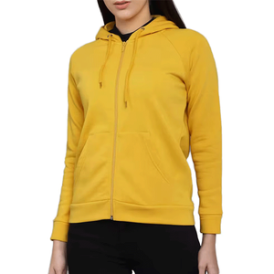 Sweat à capuche zippé en molleton de coton bleu imprimé sur mesure de qualité supérieure pour femme, avec logo frontal, respirant, mode décontractée hiver - Product Image 4