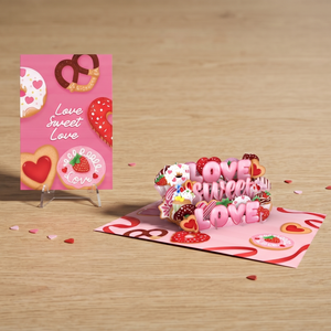 Carte artisanale de la Saint-Valentin, gâteau d'amour avec enveloppe, carte pop-up 3D, design cœur, cartes de vœux pour couple - Product Image 5