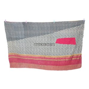 Modern Kantha Cotton Reversible Quilted <b>Bedspread</b> Handmade Cotton Kantha Quilt Indigo Quilt Indian Reversible Hand Stitched - Product Image 4