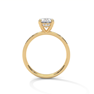 Bague de fiançailles solitaire ovale en or avec bande ornée de diamants, bijoux pour femmes - Product Image 4