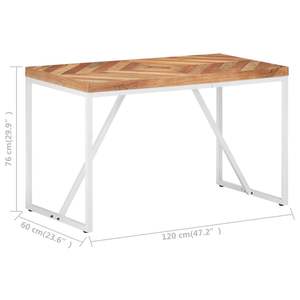 Table à manger en bois naturel avec placage blanc - Product Image 6
