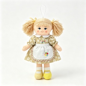 customized Mini Hanging Blonde Pigtail Rag <b>Doll</b>, Soft Fabric Girl Plush Ornament,Floral Dress Apron Cloth <b>Doll</b> Pendant - Product Image 2