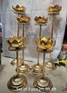 Porte-bougie en métal en forme de lotus, écologique, fait à la main, support pour bougie chauffe-plat de Noël, décoration de centre de table pour hôtels, événements, fêtes, table - Product Image 3