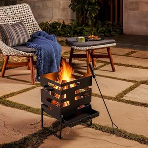 Modern Steel <b>Fire</b> <b>Pit</b> with Poker <b>Portable</b> Outdoor Heating Wood Burning Freestanding - Product Image 1