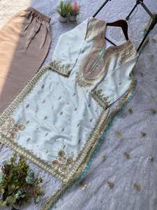 Elegante Conjunto de Palazzo y Dupatta de Diseño Indio con Bordado a Mano para Fiestas, Eid y Bodas, Traje de Palazzo a Precio de Mayoreo - Product Image 5