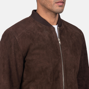 Chaqueta Acolchada de Piel de Oveja Marrón para Hombre, con Estampado de Lino Crochet, Impermeable, de Secado Rápido, Cuello Alto, Manga Larga, Cierre de Cremallera - Product Image 6