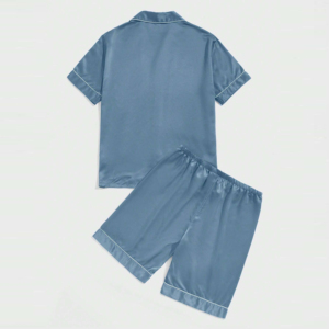 Ensemble de pyjama de jeu pour homme, t-shirt noir, short gris, tissu en coton 100% éponge, respirant, été, hiver, vêtements de maison, vêtements de nuit décontractés - Product Image 2