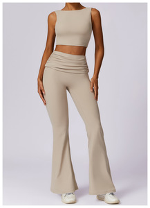 Ensemble de vêtements de sport pour femmes, respirant, séchage rapide, à carreaux, de haute qualité, en spandex/nylon, taille élastique, devant en tissu extensible, pour yoga, course à pied - Product Image 6