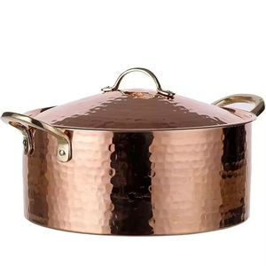 Casserole de luxe argentée, chauffe-plats haut de gamme, pot de service en acier inoxydable poli miroir avec poignées accentuées en or rose - Product Image 1