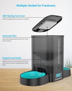 3.5L Automatic <b>Cat</b> <b>Feeder</b> for Two <b>Cats</b> with Stainless Steel Bowl and <b>Timed</b> Feeding - Product Image 3