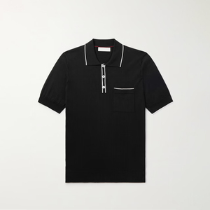 Polo de punto personalizable para hombre, manga corta, con ribete en contraste, bolsillo en el pecho, corte ajustado, proveedor al por mayor - Product Image 1