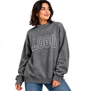 Nouveau style Sweat-shirt personnalisé à lettres appliquées pour femme, coupe ample, épaules tombantes, col montant, streetwear, service OEM/ODM - Product Image 1