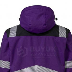 Chaqueta de Trabajo de Alta Visibilidad, Reflectante, con Capucha, Resistente al Viento, Impermeable, Transpirable, 100% Poliéster, Protección Contra Incendios - Product Image 3