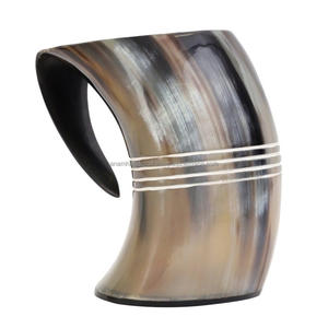 Fabriqué à la main personnalisé Viking sculpture en céramique corne à boire tasse hautement polie corne naturelle inde pour les cadeaux d'affaires-vin bière - Product Image 1