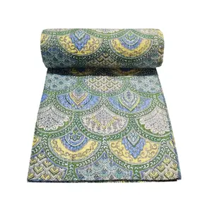 Индийское одеяло Kantha, Радужное одеяло ручной работы Kantha, покрывало для дивана, двухстороннее одеяло, постельное белье из чистого хлопка, размер