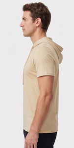 เสื้อฮู้ดแขนสั้นผู้ชายสำหรับออกกำลังกาย ทรงปกติ เสื้อฮู้ดแบบสวมหัว เสื้อผ้ากีฬาผู้ชาย เสื้อฮู้ดวิ่งแขนสั้น เสื้อโยคะฟิตเนสแขนสั้นมีฮู้ด - Product Image 4