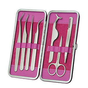 Ensemble de luxe en acier inoxydable pour extensions de cils : pinces, applicateurs et ciseaux pour la pose de cils - Product Image 1