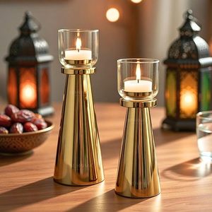 Portavelas Cónico Dorado de Latón, Resistente al Calor, Ecológico, de Alta Calidad, con Impresión Personalizada, Decoración para el Hogar, Navidad - Product Image 2