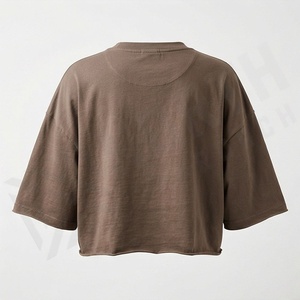 Camiseta Corta de Algodón de Corte Holgado, Cómoda, Diseño Personalizado, Top Corto para Mujer, Ropa Deportiva de Moda - Product Image 2