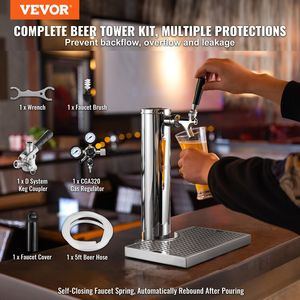Kit de conversion Kegerator pour distributeurs de boissons : Fontaine à bière en acier inoxydable à robinet unique, distributeur de bière en fût avec double manomètre et régulateur CGA320 - Product Image 2