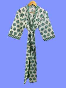 Cotton Casual Kimono Wholesale Summer Long Printed <b>Robe</b> Unisex Cotton Casual Kimono Bathrobe <b>Coat</b> Floral Handmade Printed <b>Robe</b> - Product Image 2