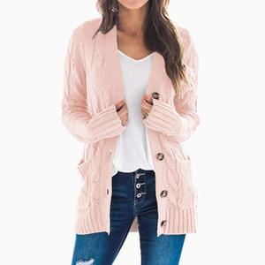 Mejor Oferta al por Mayor de Fábrica: Cárdigan de Invierno para Mujer de Manga Larga, Suéter de Punto Personalizado con Cuello en V, Suéteres de Tallas Grandes para Mujer - Product Image 2