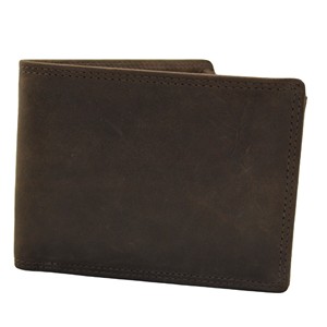 Men's Genuine Leather Slim Bifold <b>Wallet</b> Minimalist Open Closure Dark Brown Daily Use Polyester Lining <b>RFID</b> Blocking - Product Image 1