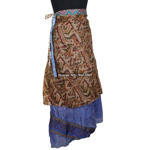 Faldas: 100 Formas de Usar una Falda Mágica Envolvente de Seda Vintage de la India de 38 Pulgadas, Falda Larga Envolvente de Seda Vintage para Mujer, Sari - Product Image 4