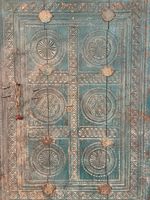 Authentique panneau de porte tribal indien du XIXe siècle, sculpté à la main en bois, Orissa, exquis, rustique, antique, pour la maison, le bureau, la salle à manger