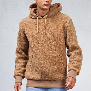 ASKIM IMPEX Men's <b>Brown</b> Sherpa Hooded <b>Fleece</b> Sweatshirt Oversized Casual Winter Wear Regular Fit Knitted Solid Color - Product Image 1