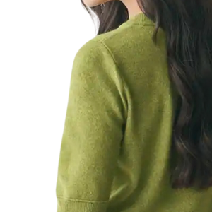 Green Supersoft Short Sleeve Knitted <b>Jumper</b> for Women Crew Neck Pullover Sweater with Ribbed Cuffs Hem and Soft Touch Fabric - Product Image 4