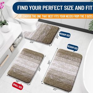Hot Selling 17"x24" Microfiber Bath <b>Mat</b> Super Absorbent Non-Slip Floor Thick Plush Shaggy Tufted <b>Bathroom</b> Rug Washable Hotel - Product Image 3