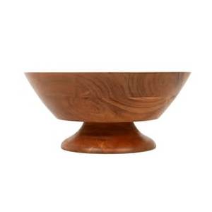 Bol de service en bois fait main sur piétement, avec bord festonné et design cannelé, style moderne, pour mariage, fête, décoration intérieure, centre de table - Product Image 2