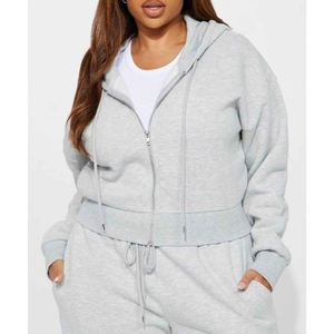 OEM Best Quality Women Zipper Tracksuit Two Piece Winter Streetwear Elastic Joggers <b>Set</b> With Custom Logo Cotton - Product Image 6