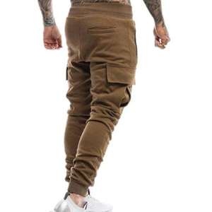 Pantalones Deportivos Cargo Color Borgoña para Hombre, Cintura Elástica con Cordón, Múltiples Bolsillos, Transpirables, Casuales, para Otoño - Product Image 3