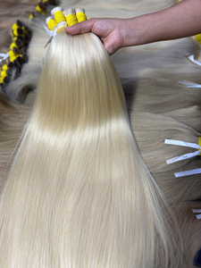 Extensiones de Cabello Humano Virgen Natural Rubio Liso de Alta Calidad, 100g, 28 Pulgadas, con Super Double Drawn, Precio al por Mayor - Product Image 1
