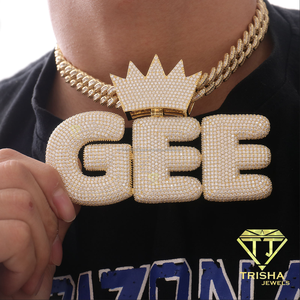 Pendentif Lettre GEE Audacieuse en Diamant de Laboratoire, Argent Sterling 925, Bijoux de Luxe Style Couronne pour Fournisseurs en Gros - Product Image 5