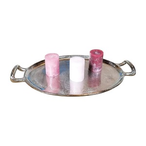 Bandeja de Servir Ovalada de Metal con Asas, Plateada, Decorativa, para Decoración del Hogar - Product Image 2