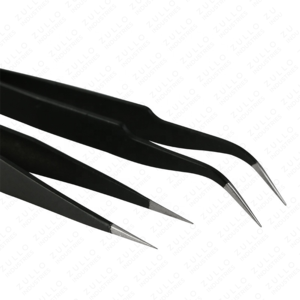 ZULLO INDUSTRIES 2 Piece Eyelash Extension Tweezers Set Powder Coated Stainless Steel Isolation Lash <b>Tools</b> Custom Color - Product Image 3