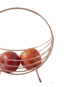 Circle Shape <b>Metal</b> <b>Storage</b> <b>Basket</b> Modern Copper Wire Fruit <b>Basket</b> For Kitchen Countertop Display - Product Image 4