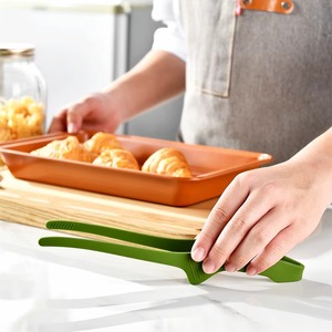 Pince à aliments 1 ou 4 pièces, pince à barbecue en silicone portable pour pique-nique, barbecue, cuisine, kit de pinces de cuisine – Jaune, rose, beige, vert - Product Image 6