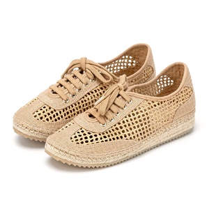 Alpargatas con cordones trenzados de yute OEM ODM con forro de rafia transpirable, zapatos planos informales naturales para mujer para la comodidad de Primavera/Verano - Product Image 2