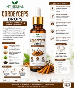 Gotas Líquidas de Cordyceps de Marca Privada 30ml, Extracto de Cordyceps para Apoyo Inmunológico y Suplemento Energético, Fabricante OEM ODM - Product Image 5