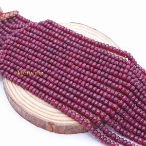 Perles de pierres précieuses en rubis rouge naturel facettées en forme de rondelle, 9 rangs, non traitées, non chauffées, pour la création de bijoux. - Product Image 6