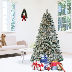 800 Branch Tips 300 <b>Lights</b> <b>with</b> Remote Control 6 FT Pre-Lit Snow Flocked Christmas <b>Tree</b> Artificial Hinged Xmas Pine <b>Tree</b> - Product Image 2